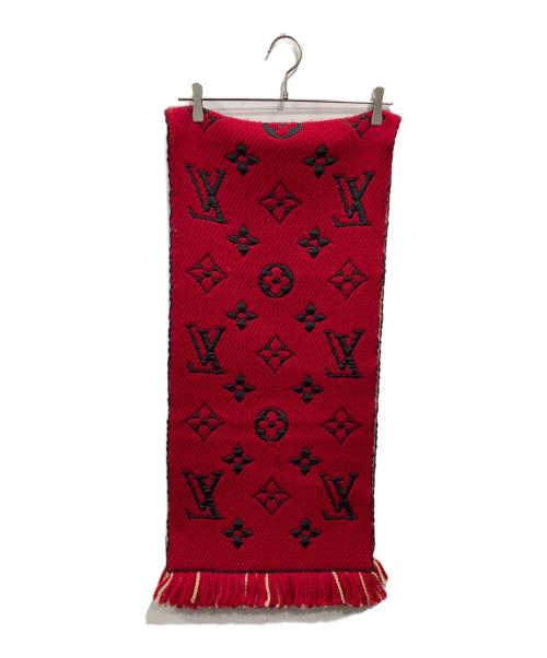LOUIS VUITTON（ルイ ヴィトン）LOUIS VUITTON (ルイ ヴィトン) エシャルプ・ロゴマニア デュオ マフラー レッド×ベージュの古着・服飾アイテム