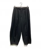 LITHIUM HOMMEリチウムオム・ファム）の古着「SUPER 120'S ULTRA-BLACK WOOL BALLOON TROUSERS（スーパー120ズ ウルトラブラック ウール バルーン トラウザース）」｜ブラック