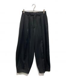 LITHIUM HOMME（リチウムオム・ファム）の古着「SUPER 120'S ULTRA-BLACK WOOL BALLOON TROUSERS（スーパー120ズ ウルトラブラック ウール バルーン トラウザース）」｜ブラック