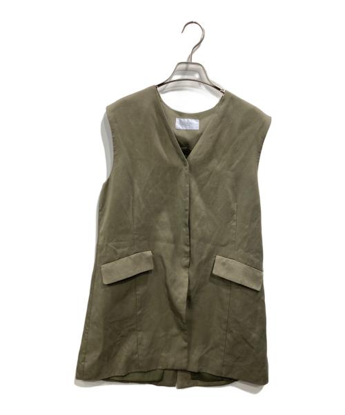 SEASON STYLE LAB（シーズンスタイルラボ）SEASON STYLE LAB (シーズンスタイルラボ) ノーカラーミドルジレ オリーブ サイズ:SIZE 38の古着・服飾アイテム