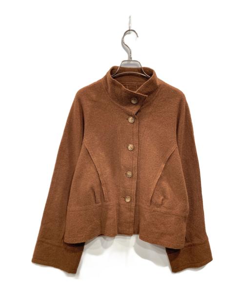 YACCO MARICARD（ヤッコマリカルド）YACCO MARICARD (ヤッコマリカルド) ブークレ スタンドカラージャケット ブラウン サイズ:Nの古着・服飾アイテム