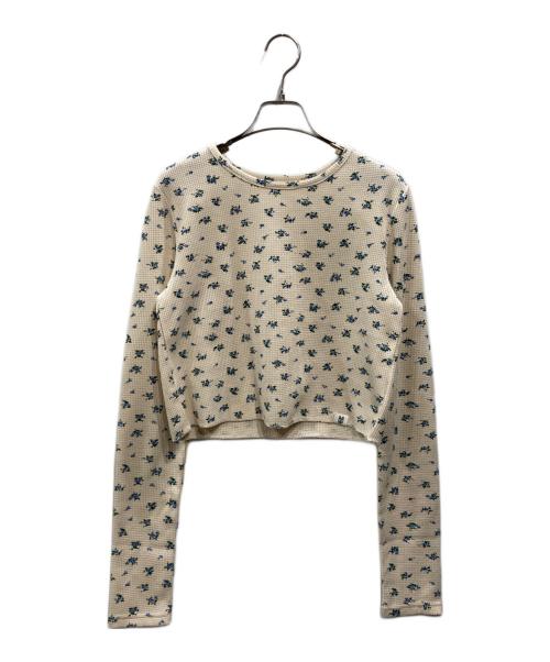 MAQWEL（マクウェル）MAQWEL (マクウェル) Flower Waffleショルダーパッドプルオーバー アイボリー×ブルー サイズ:SIZE Freeの古着・服飾アイテム
