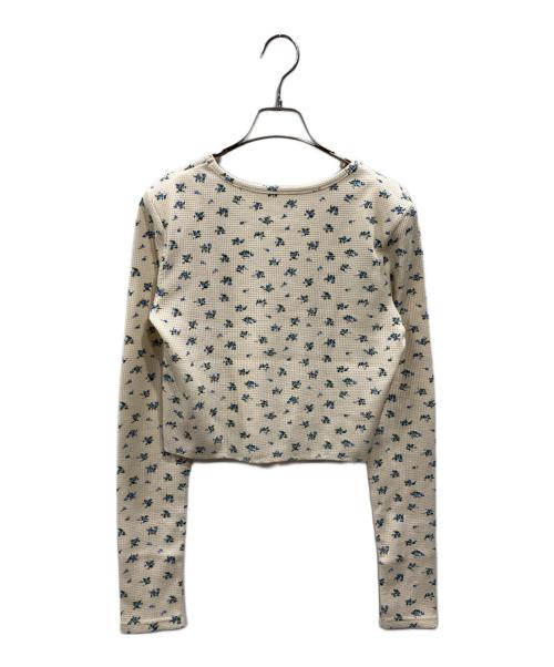 MAQWEL（マクウェル）MAQWEL (マクウェル) Flower Waffleショルダーパッドプルオーバー アイボリー×ブルー サイズ:SIZE Freeの古着・服飾アイテム