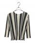 PLEATS PLEASE（プリーツプリーズ）の古着「ランダムストライププリーツカットソー」｜アイボリー×グレー