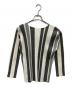 PLEATS PLEASE (プリーツプリーズ) ランダムストライププリーツカットソー アイボリー×グレー サイズ:SIZE 3：15000円