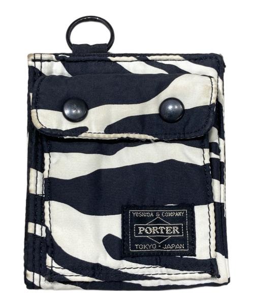 HEAD PORTER（ヘッドポーター）HEAD PORTER (ヘッドポーター) 2つ折り財布 ホワイト×ブラックの古着・服飾アイテム