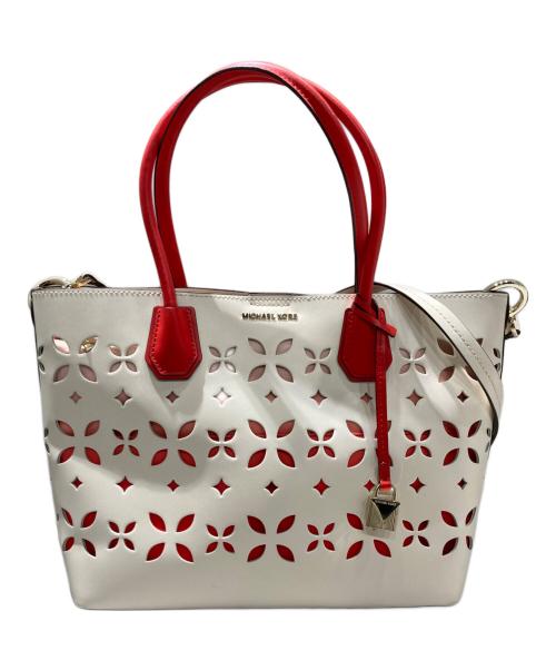 MICHAEL KORS（マイケルコース）MICHAEL KORS (マイケルコース) マーサー・ギャラリー トート ホワイト×レッドの古着・服飾アイテム