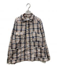 POST O'ALLS（ポストオーバーオールズ）の古着「WORK SHIRT」｜ブラウン×ネイビー