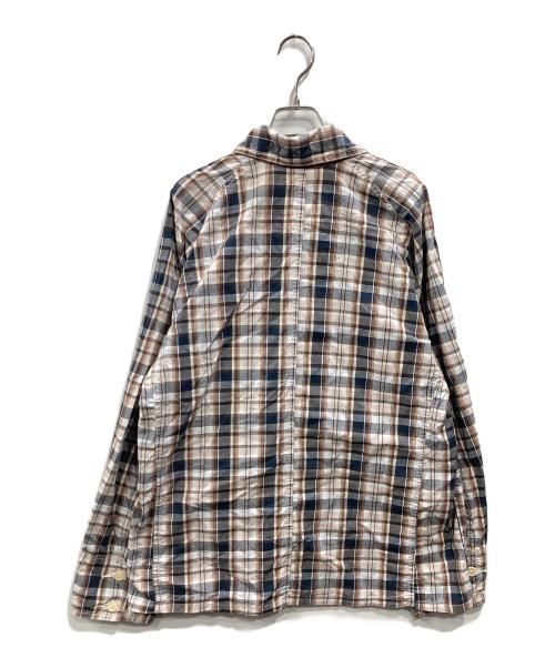 POST O'ALLS（ポストオーバーオールズ）POST O'ALLS (ポストオーバーオールズ) WORK SHIRT ブラウン×ネイビー サイズ:Lの古着・服飾アイテム