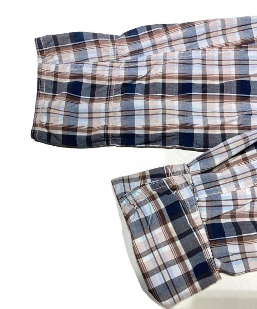 POST O'ALLS（ポストオーバーオールズ）POST O'ALLS (ポストオーバーオールズ) WORK SHIRT ブラウン×ネイビー サイズ:Lの古着・服飾アイテム