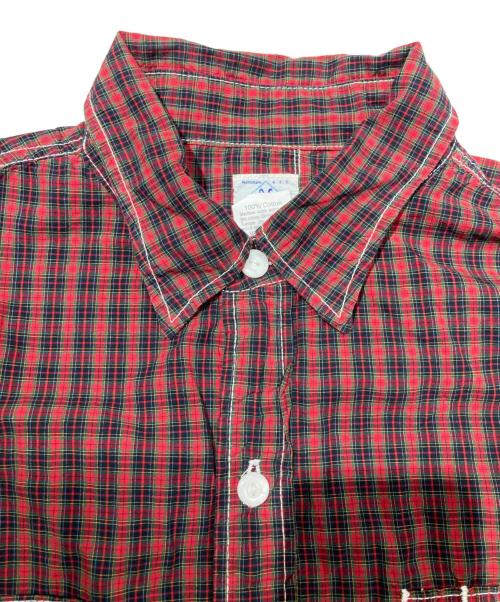 POST O'ALLS（ポストオーバーオールズ）POST O'ALLS (ポストオーバーオールズ) WORK SHIRT レッド サイズ:Ｌの古着・服飾アイテム
