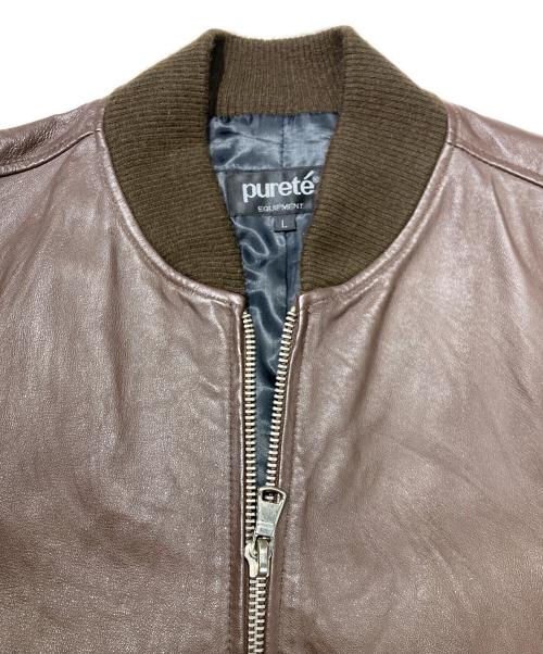 pureté（ピュルテ）pureté (ピュルテ) レザーブルゾン ブラウン サイズ:Lの古着・服飾アイテム