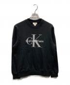 Calvin Klein Jeansカルバンクラインジーンズ）の古着「モノグラムロゴ テリー ロングスリーブ スウェットシャツ」｜ブラック