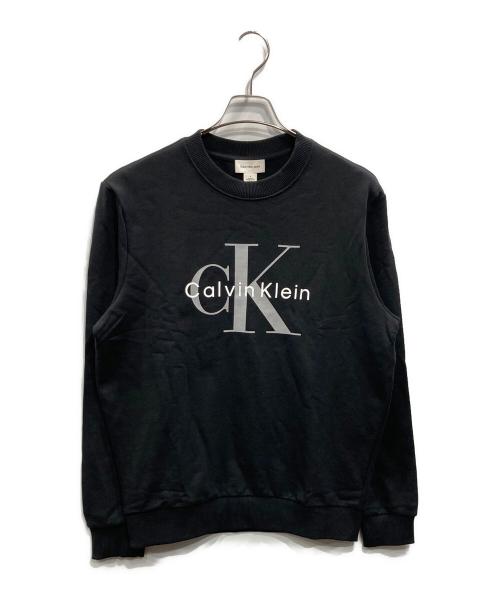 Calvin Klein Jeans（カルバンクラインジーンズ）Calvin Klein Jeans (カルバンクラインジーンズ) モノグラムロゴ テリー ロングスリーブ スウェットシャツ ブラック サイズ:M 未使用品の古着・服飾アイテム