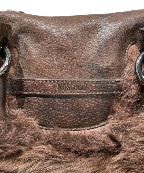 MOSCHINO（モスキーノ）MOSCHINO (モスキーノ) ファーコンビレザーハンドバッグ ブラウンの古着・服飾アイテム