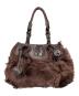 MOSCHINO（モスキーノ）の古着「ファーコンビレザーハンドバッグ」｜ブラウン