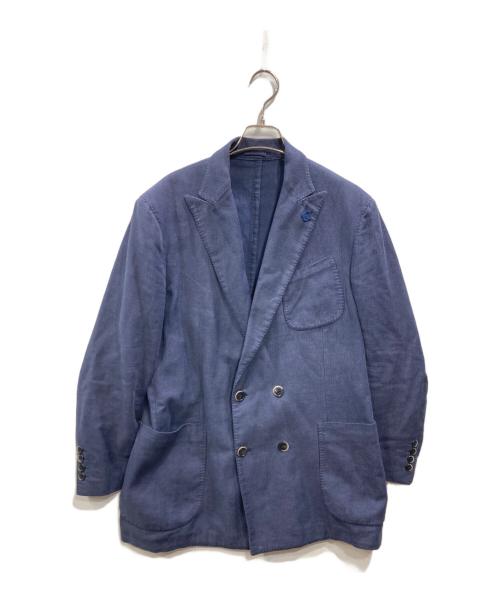 LARDINI（ラルディーニ）LARDINI (ラルディーニ) コットンレーヨン ダブルジャケット ネイビー サイズ:50の古着・服飾アイテム