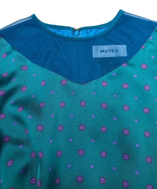 MUVEIL（ミュベール）MUVEIL (ミュベール) 小紋柄ワンピース グリーン サイズ:36の古着・服飾アイテム