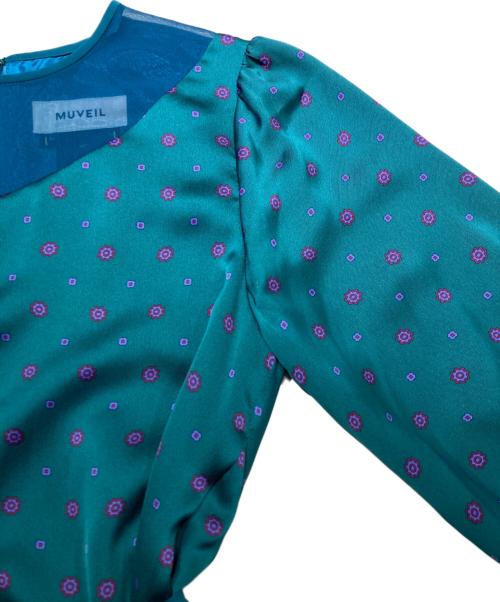 MUVEIL（ミュベール）MUVEIL (ミュベール) 小紋柄ワンピース グリーン サイズ:36の古着・服飾アイテム