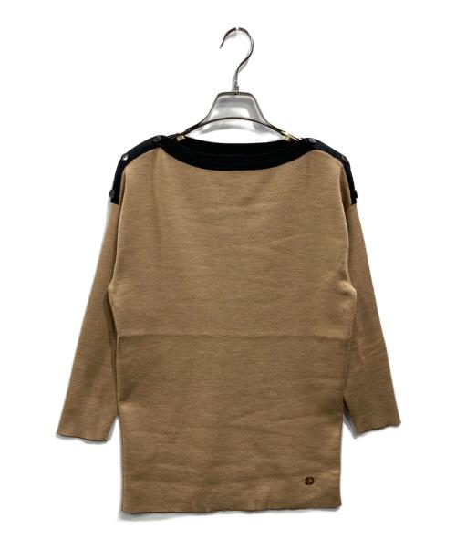 GUCCI（グッチ）GUCCI (グッチ) ショルダーボタン付きバイカラーニット ブラウン サイズ:XSの古着・服飾アイテム