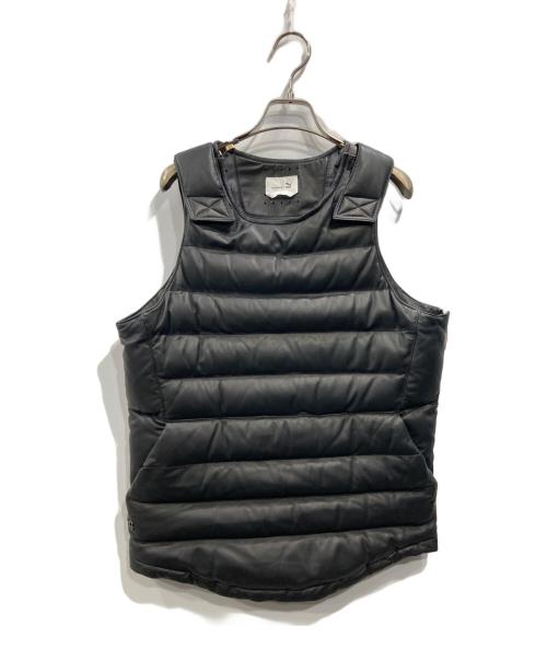 PUMA（プーマ）PUMA (プーマ) STAMPD (スタンプド) オールレザーダウンベスト ブラック サイズ:Sの古着・服飾アイテム