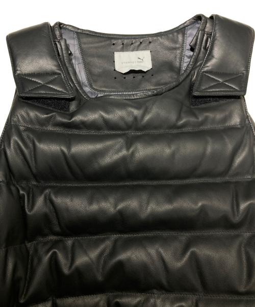 PUMA（プーマ）PUMA (プーマ) STAMPD (スタンプド) オールレザーダウンベスト ブラック サイズ:Sの古着・服飾アイテム