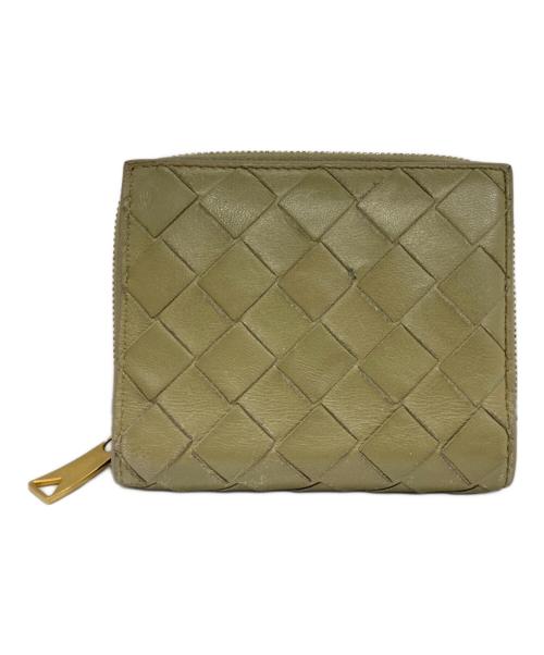 BOTTEGA VENETA（ボッテガベネタ）BOTTEGA VENETA (ボッテガベネタ) イントレチャート二つ折り財布 ベージュの古着・服飾アイテム