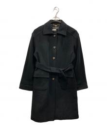 Salvatore Ferragamo（サルヴァトーレ フェラガモ）の古着「ヴァージンウール×カシミヤ ステンカラーコート」｜ブラック
