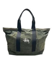 stussy（ステューシー）の古着「CANVAS EXTRA LARGE TOTE BAG」｜カーキ