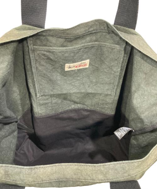stussy（ステューシー）stussy (ステューシー) CANVAS EXTRA LARGE TOTE BAG カーキの古着・服飾アイテム