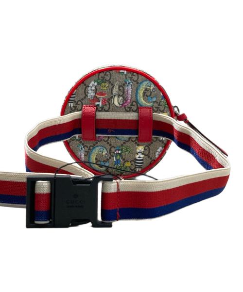GUCCI（グッチ）GUCCI (グッチ) ヒグチユウコ (ヒグチユウコ) チルドレンズ GGスプリーム ラウンドミニウエストポーチ ベージュ×レッドの古着・服飾アイテム