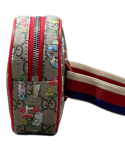GUCCI（グッチ）GUCCI (グッチ) ヒグチユウコ (ヒグチユウコ) チルドレンズ GGスプリーム ラウンドミニウエストポーチ ベージュ×レッドの古着・服飾アイテム