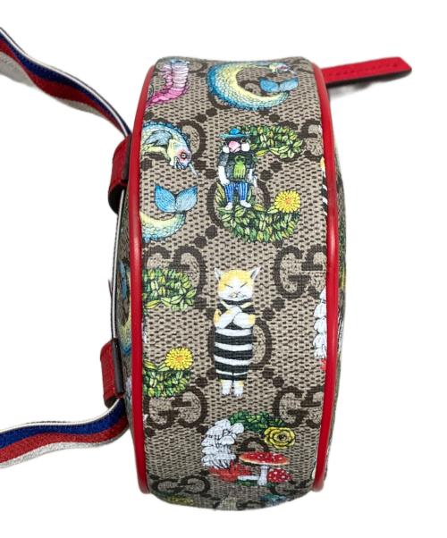 GUCCI（グッチ）GUCCI (グッチ) ヒグチユウコ (ヒグチユウコ) チルドレンズ GGスプリーム ラウンドミニウエストポーチ ベージュ×レッドの古着・服飾アイテム