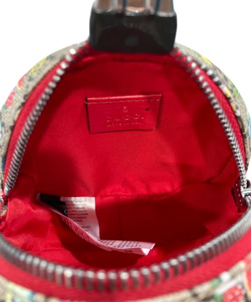 GUCCI（グッチ）GUCCI (グッチ) ヒグチユウコ (ヒグチユウコ) チルドレンズ GGスプリーム ラウンドミニウエストポーチ ベージュ×レッドの古着・服飾アイテム