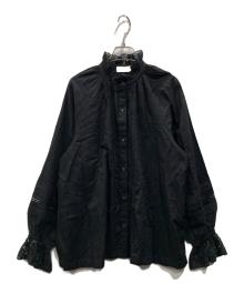 ne quittez pas（ヌキテパ）の古着「26AW Cotton Dobby Frill Collar Blouse」｜ブラック