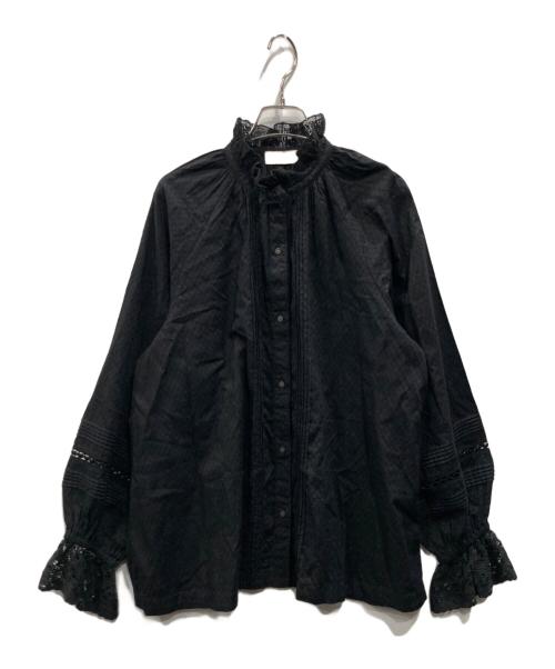 ne quittez pas（ヌキテパ）ne quittez pas (ヌキテパ) 26AW Cotton Dobby Frill Collar Blouse ブラック サイズ:Fの古着・服飾アイテム