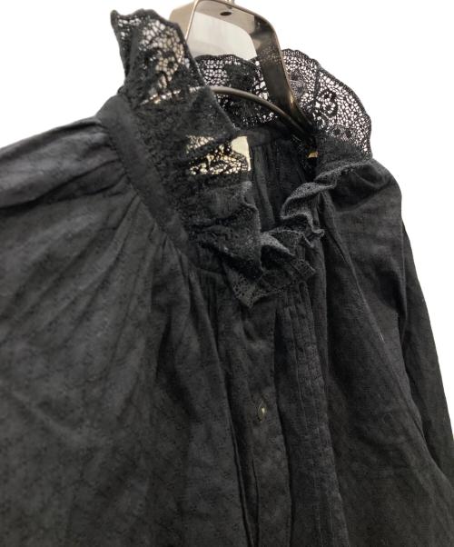 ne quittez pas（ヌキテパ）ne quittez pas (ヌキテパ) 26AW Cotton Dobby Frill Collar Blouse ブラック サイズ:Fの古着・服飾アイテム
