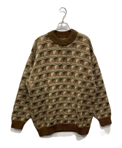 Coogi（クージー）Coogi (クージー) アースカラー3Dニット ブラウン×オリーブ サイズ:Lの古着・服飾アイテム