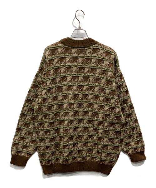 Coogi（クージー）Coogi (クージー) アースカラー3Dニット ブラウン×オリーブ サイズ:Lの古着・服飾アイテム