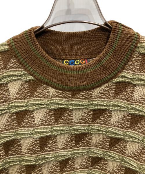 Coogi（クージー）Coogi (クージー) アースカラー3Dニット ブラウン×オリーブ サイズ:Lの古着・服飾アイテム