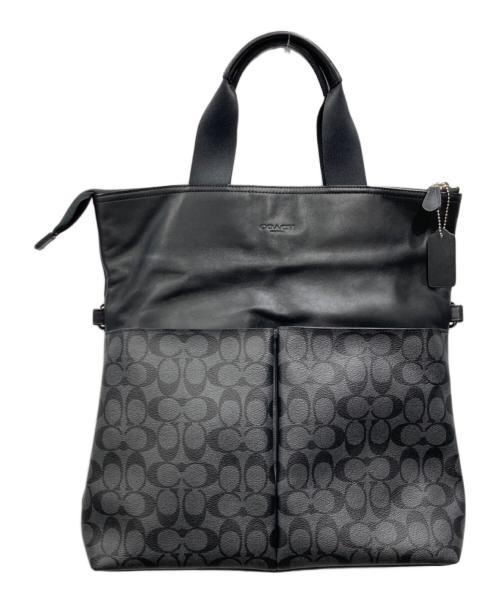 COACH（コーチ）COACH (コーチ) Charles フォルドオーバー シグネチャー トートバッグ ブラック×グレーの古着・服飾アイテム