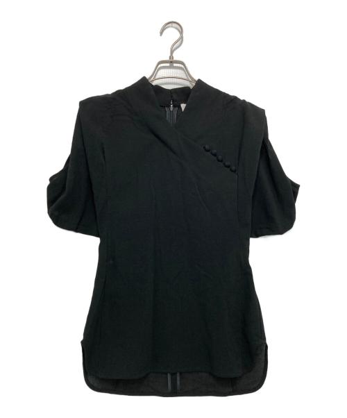 Mame Kurogouchi（マメクロゴウチ）mame kurogouchi (マメクロゴウチ) 「Crepe Buttoned V-Neck Top」 ブラック サイズ:1の古着・服飾アイテム