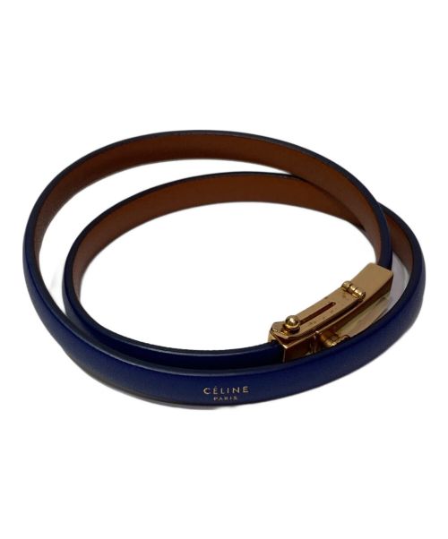 CELINE（セリーヌ）CELINE (セリーヌ) レザーブレスレット ブルーの古着・服飾アイテム