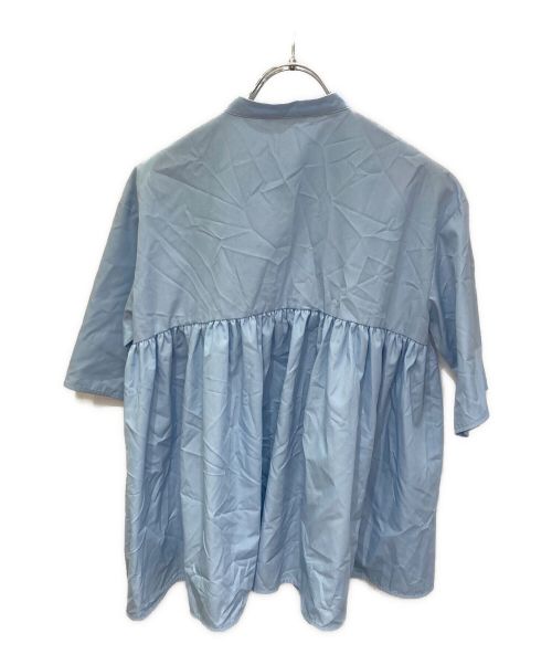YORI（ヨリ）YORI (ヨリ) フロントフリルギャザーブラウス スカイブルー サイズ:FREEの古着・服飾アイテム