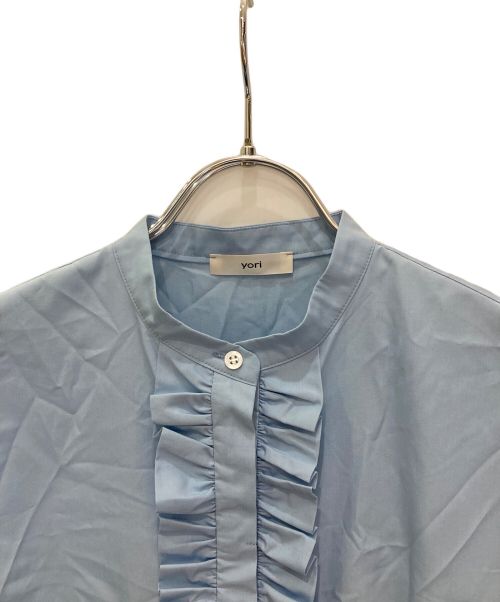 YORI（ヨリ）YORI (ヨリ) フロントフリルギャザーブラウス スカイブルー サイズ:FREEの古着・服飾アイテム