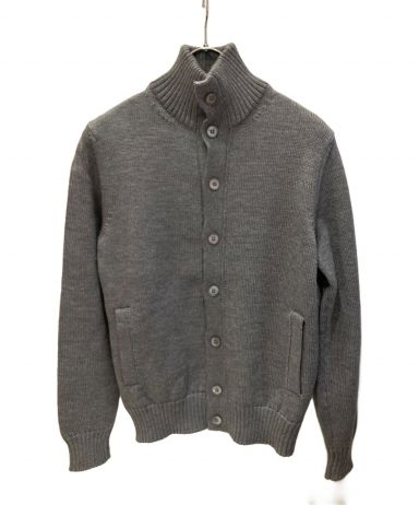 値下げ　ZANONE グレー ニットカーディガン SALE】ZANONE（ザノーネ）5ゲージウールスタンドカラーニット