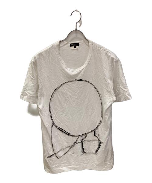 COMME des GARCONS HOMME PLUS（コムデギャルソンオムプリュス）COMME des GARCONS HOMME PLUS (コムデギャルソンオムプリュス) ボールチェーン装飾プリントTシャツ ホワイト サイズ:Mの古着・服飾アイテム