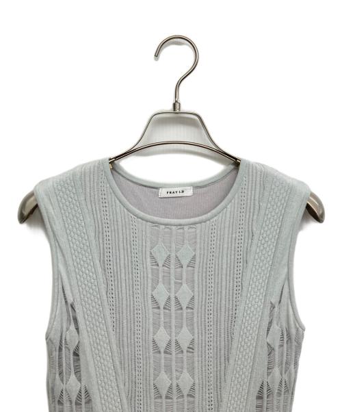 FRAY ID（フレイ アイディー）FRAY ID (フレイ アイディー) レース編みウエストリブドレス グレー サイズ:ONE SIZEの古着・服飾アイテム