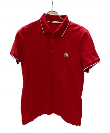 希少 MONCLER (モンクレール)赤 ポロシャツ 襟・袖口トリコロール柄 中古・古着通販】MONCLER (モンクレール) ポロシャツ レッド サイズ