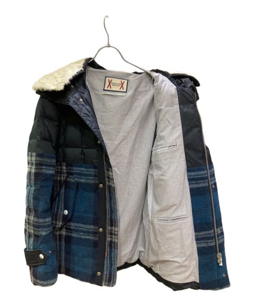MONCLER GAMME BLEU（モンクレール ガム ブルー）MONCLER GAMME BLEU (モンクレール ガム ブルー) ウール切替ダウンジャケット ネイビーの古着・服飾アイテム